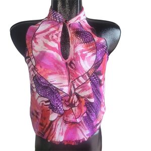 Eclipse Vibrant Pink and Purple Halter Top S